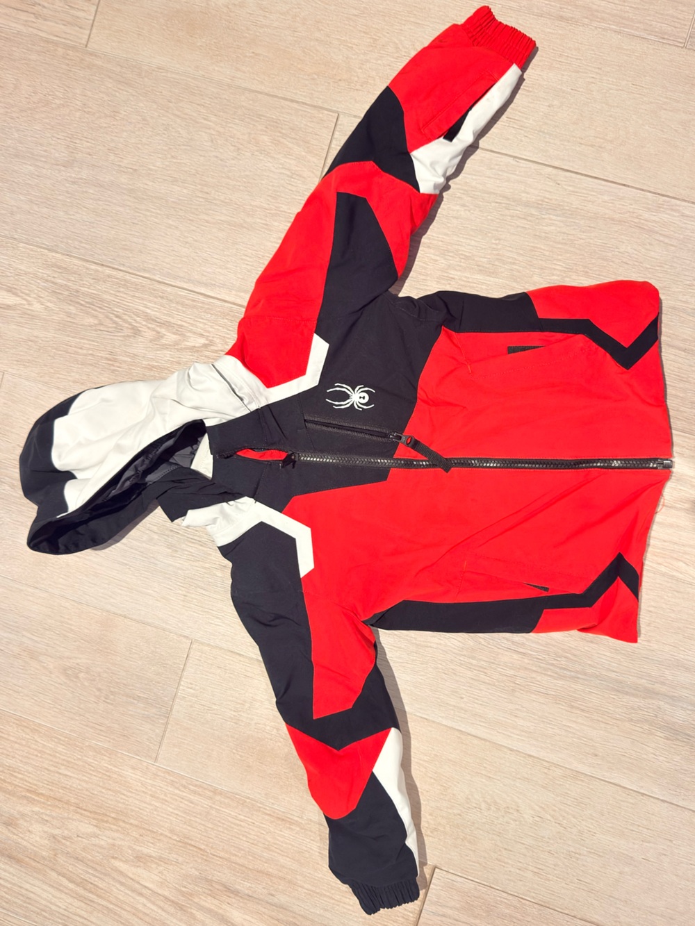 Spyder Kids Red, Black & White Hooded Ski Jacket